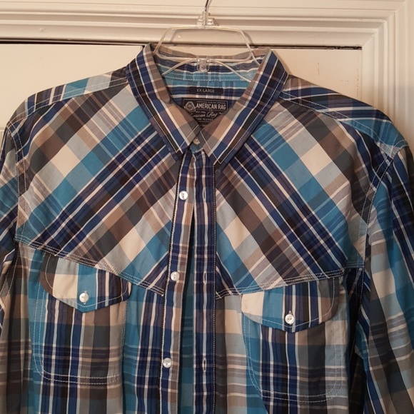 Four fancy plaid men's cotton shirts. XXL. - Picture 5 of 5